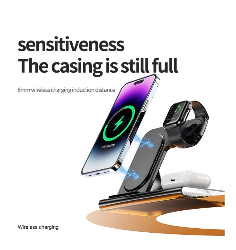 3-in-1 Wireless Fast Charging Station 15W Compatible For IPhone/AirPod