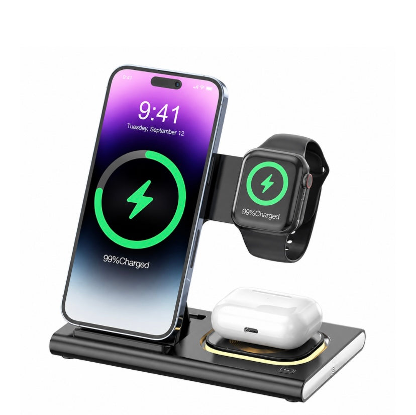 3-in-1 Wireless Fast Charging Station 15W Compatible For IPhone/AirPod